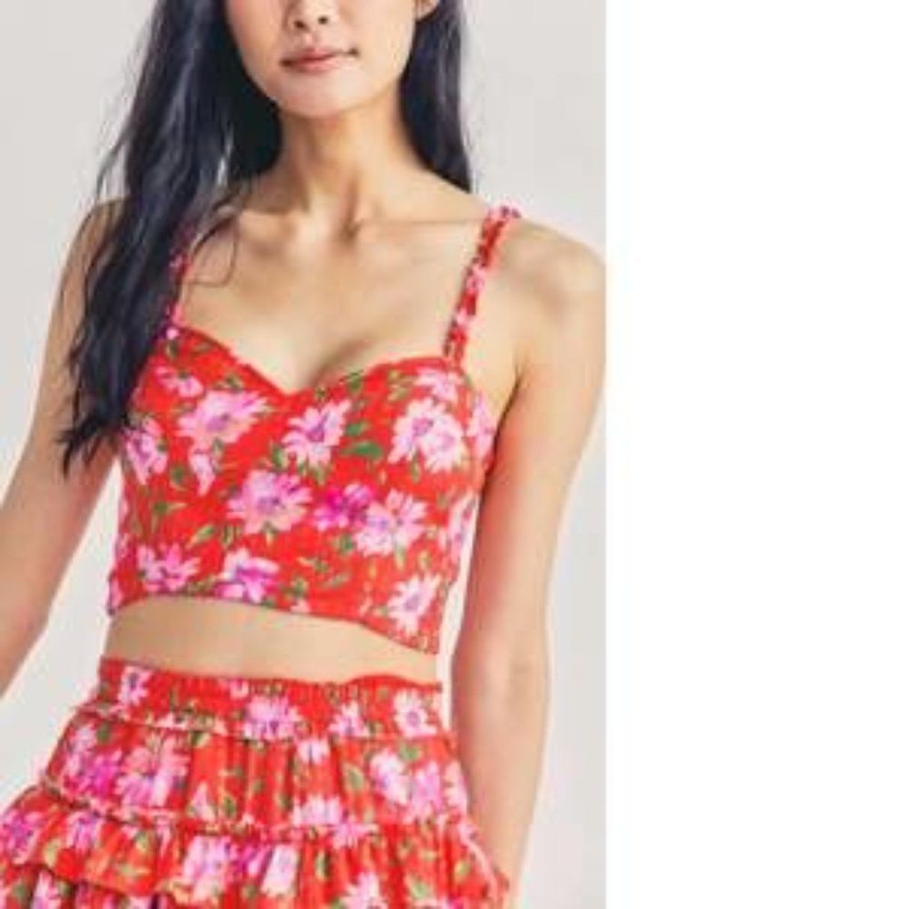 LoveShackFancy Finelli Bralette in Mambo‎ Red Sz L - NWT
